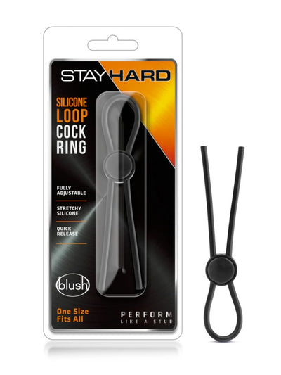 Stay Hard Silicone Loop Cock Ring in Black 1